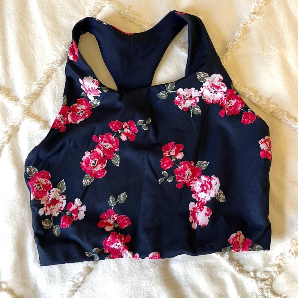 GapFit Eclipse Blackout Sports Bra Racerback Floral Print - Size S